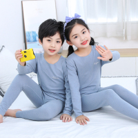 蓝色 无痕AB面套装[喜] 100码 适90-100厘米32斤内 儿童无痕内衣套装加绒薄绒男女孩秋衣秋裤保暖内衣秋冬睡衣