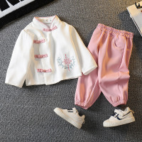 米白色[男] 100 儿童汉服春秋季唐装男童中国风棉麻两件套装女童古装幼儿园演出服