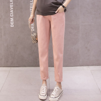 粉色 XXL 米度丽孕妇裤子夏季薄款外穿牛仔裤休闲直筒阔腿裤春秋孕妇装夏装