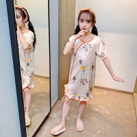 松树 110cm(110cm(建议身高101-110cm))) 女童睡裙夏季儿童薄款仿真丝宝宝小女孩可爱冰丝家居裙家居服