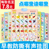 3张套装(人物+动物+水果) 宝宝启蒙有声挂图发声幼儿童早教英语识字卡拼音字母点读玩具墙贴