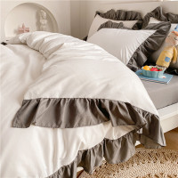 加宽荷叶花边-白皇后[15 适合裸睡] 0.9m床[床单款三件套]-适合150x200cm被芯 床单被套床品四件套春