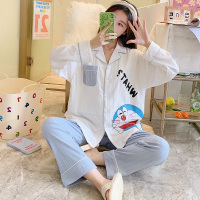 001-09096叮当猫 L(体重80-110斤) 大码月子服哺乳睡衣女春秋长袖薄款孕妇产后200斤家居服套装秋冬