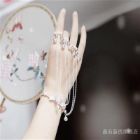 手镯戒指一套 B1004 0cm 戒指一体链结婚表演手链装饰夸张手镯儿童洛丽塔手饰森系配饰