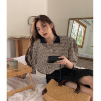 黑色开叉裙 S 复古港味chic时尚套装女夏法式设计感小众短袖上衣+不规则半身裙