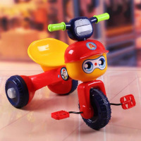 棒球红+灯光音乐+礼品 。经典儿童三轮车脚踏车可折叠带灯光音乐2-4岁宝宝自行滑行脚踏