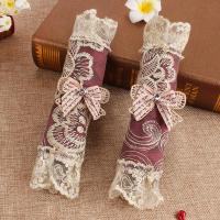 挪威之恋-酒红短款 高档刺绣蕾丝条形门把手套罩 双开门冰箱扶手拉手保护套防尘套