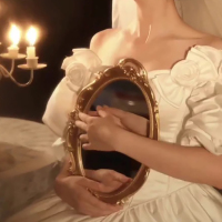 椭圆镜子 复古镜子托盘ins风摄影小摆拍饰品装饰摆件布景法式淘宝拍照道具