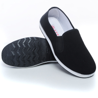 黑色[单鞋] 35 春季老北京布鞋单鞋男士中老年透气一脚蹬牛筋底社会休闲胶底布鞋