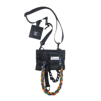 黑色黑小包(无链条挂件) 关注 店铺送徽章 原创ins斜挎包男链条小挂包挂脖钥匙包朋克风蹦迪包女零钱包