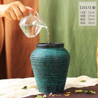 A系绿 Z017复古绿 手工复古花瓶客厅插干花粗陶摆件装饰品玄关软装中式陶罐水养花器