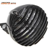 白色镜片 摩托车哈雷巡航太子车复古改装金属前大灯头灯总成栅栏大灯