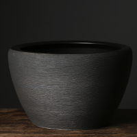 拉丝黑深缸 打孔拍下备注 直径26CM高17CM 景德镇陶瓷花盆摆件睡莲荷花缸碗莲盆鱼缸栽盆特大号庭院阳台水缸