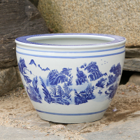 新山水 40x40x28cm 睡莲盆缸荷花盆缸庭院家用特大号阳台客厅锦鲤鱼缸景德镇陶瓷鱼缸