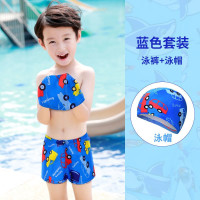 蓝色汽车 M(25斤以下) 儿童泳裤男童平角泳裤游泳衣带帽宝宝泳衣男孩分体泳装中大童泳衣