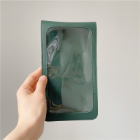 墨绿 RHEA|透明ins风 可透视2色豆沙绿墨绿收纳包PU皮便携眼影化妆刷包