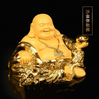 沙金弥勒佛[送转运珠] 汽车摆件沙金弥勒佛中控台大肚佛车载笑佛车内香水佛除异味精致