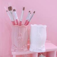 公主白笔筒 欧式复古洛可可桌面多用学生宿舍收纳化妆刷桶笔筒 粉色浮雕笔筒