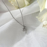 一朵玫瑰项链 玫瑰花锆石蝴蝶颈链女夏季小众设计感高级配饰温柔气质百搭锁骨链