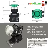 白色:-W 无灯 K10一常开 自复:M22-DPL 带灯蘑菇头按钮开关防水尘自锁复位开关控制开关钮子M22金钟穆勒