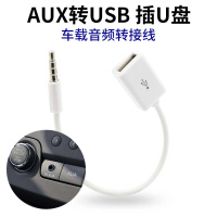 0.25m白色(1条) 车载aux转usb数据线车用3.5插头汽车音频线转接头MP3转换线解码器