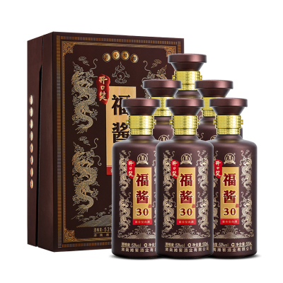 酒厂直发 开口笑酒·福酱30 53度 酱香型高度白酒 500ml*6瓶 整箱装