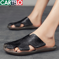 [线下专柜同款]卡帝乐鳄鱼(CARTELO)新款真皮包头户外沙滩凉鞋休闲户外鞋男鞋凉拖鞋