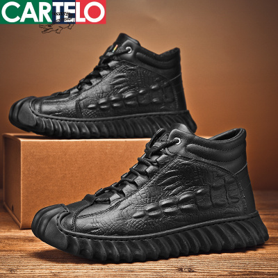 [线下专柜同款]卡帝乐鳄鱼(CARTELO)新款时尚高帮靴子男工装鞋休闲鞋男鞋板鞋