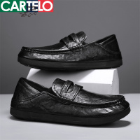 [线下专柜同款]卡帝乐鳄鱼(CARTELO)新款英伦风男鞋一脚蹬休闲鞋潮流板鞋豆豆鞋懒人鞋
