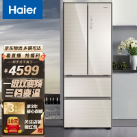 海尔(Haier)超薄多门十字对开门彩晶玻璃面板家用风冷无霜电冰箱449升双变频1级能效 变温节能BCD-449WDCO