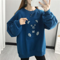 CACHE CACHE春季新款浮雕小熊重工艺压花烫钻圆领套头卫衣宽松潮女卫衣