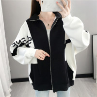 CACHE CACHE早春装女士开衫拼色卫衣女2022年新款宽松时尚春秋季ins上衣外套