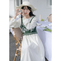 CACHE绣花绿色背心吊带女2022年春法式时尚修身显瘦叠穿编织短款