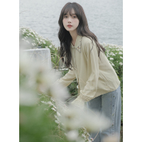 cache绣花衬衫女2022春小个子百搭洋气减龄别致设计感宽松长袖