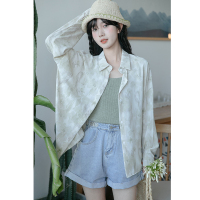 cache印花衬衫女2022韩版甜美减龄时尚洋气学院宽松长袖雪纺衬衣