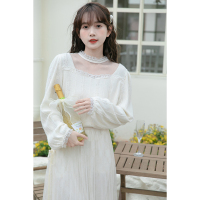 cache蕾丝雪纺绣花衬衫女2022春季复古法式气质设计感甜美减龄