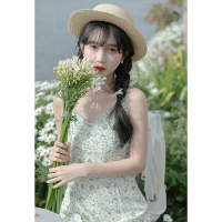 CACHE小清新碎花吊带裙2022春小个子韩系甜美文艺百搭可调节长裙