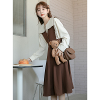 CACHE盐系炸街压褶背带裙女2022春法式复古学院风显瘦高腰小个子