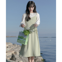 CACHE性感吊带裙女显瘦法式复古小个子设计感雪纺韩版连衣裙