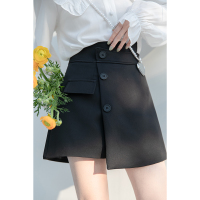 CACHE不规则A字黑色短裙女2022年春小个子时尚高腰显瘦包臀半身裙