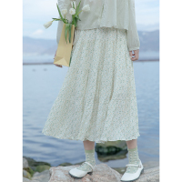 CACHE清新碎花半身裙2022春法式复古小个子优雅甜美松紧腰中长款