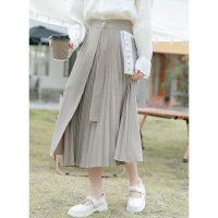CACHE不对称压褶半身裙女2022年春季小个子百搭时尚学院风设计感高