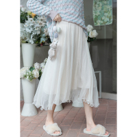 CACHE白色仙女网纱半身裙女2022年春复古法式甜美温柔风小个子百搭