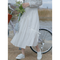 CACHE仙气飘飘纯色半身裙2022春学院风优雅风温柔蝴蝶结设计气质