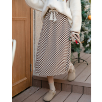 CACHE经典高腰显瘦格子半身裙女2022年春季复古复古日系学院风减龄