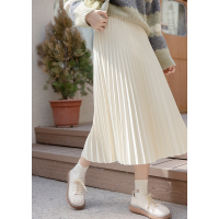 CACHE仙女日系纯色百褶半身裙女2022年春小个子甜美学院风高腰中