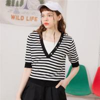 CACHE CACHE春夏假两件V领上衣2022年新款短袖T恤设计感针织衫