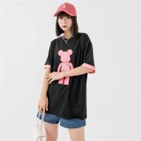 CACHE CACHE夏季新款韩系熊型T恤百搭气质宽松时尚青少年圆领上衣