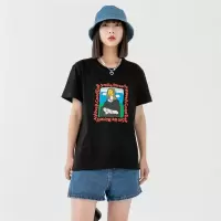 CACHE CACHE夏季新款韩系热转印宽松T恤圆领时尚百搭短袖上衣女