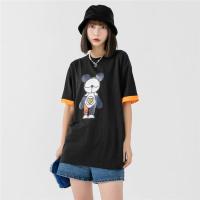 CACHE CACHE夏季新款韩系机械熊圆领短袖女式T恤百搭时尚上衣女潮